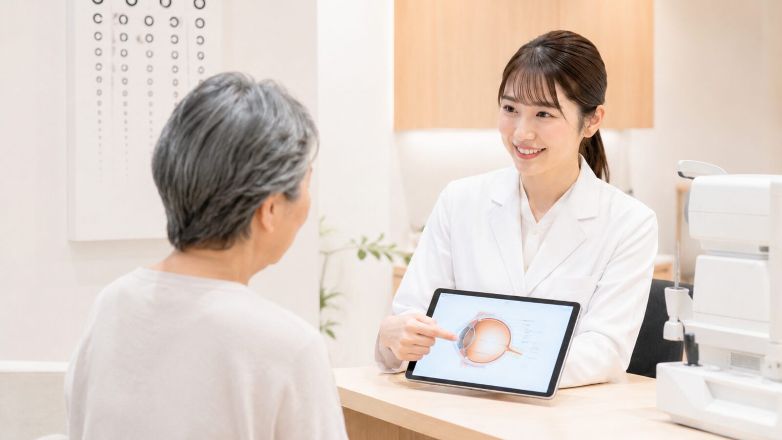 タブレットを使った診察の説明